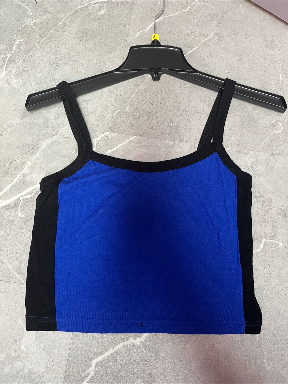 Blue and Black Cropped Tank Top